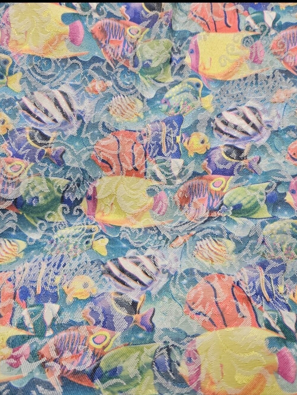 JC Penney Home Tropical Fish Jacquard Shower Curtain Coral Reef Tropical Bright